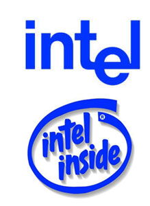 上為英特爾公司舊標(biāo)識(shí)，下為被取代的“Intel Inside”標(biāo)識(shí)